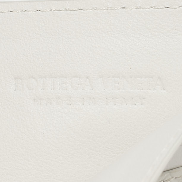 Bottega Veneta White Diamond Embossed Leather Card Holder 