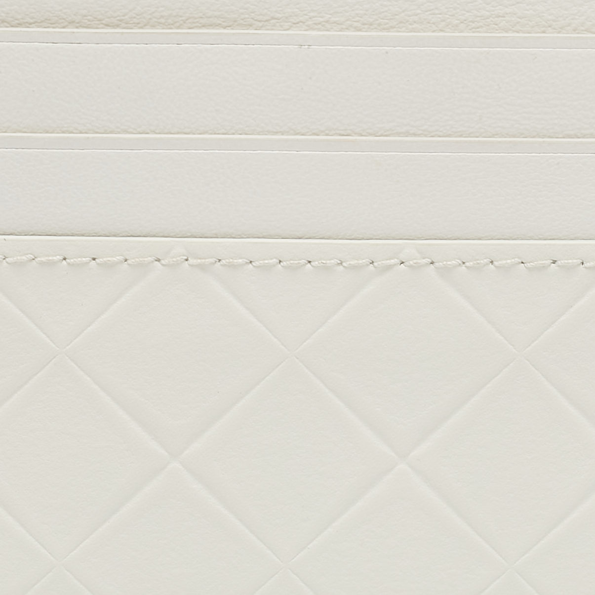 Bottega Veneta White Diamond Embossed Leather Card Holder 