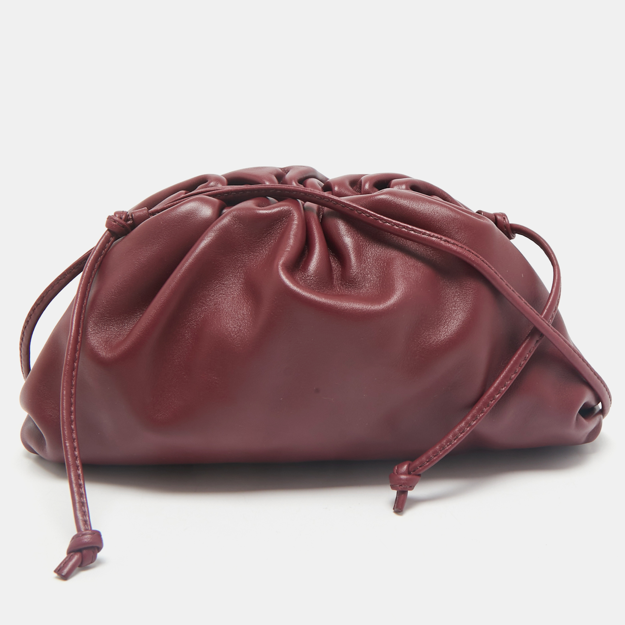 

Bottega Veneta Burgundy Leather Mini The Pouch Clutch