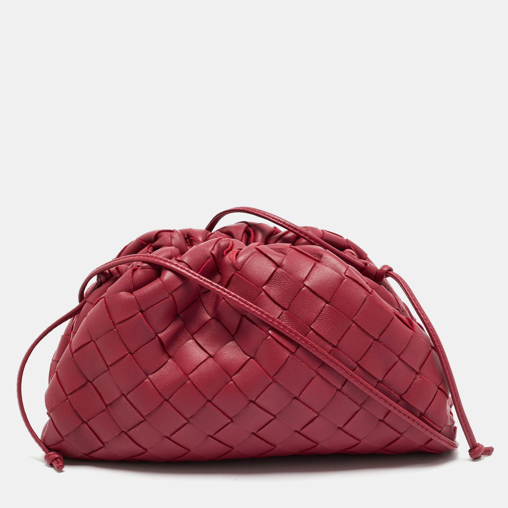 

Bottega Veneta Red Intrecciato Leather Mini The Pouch Clutch
