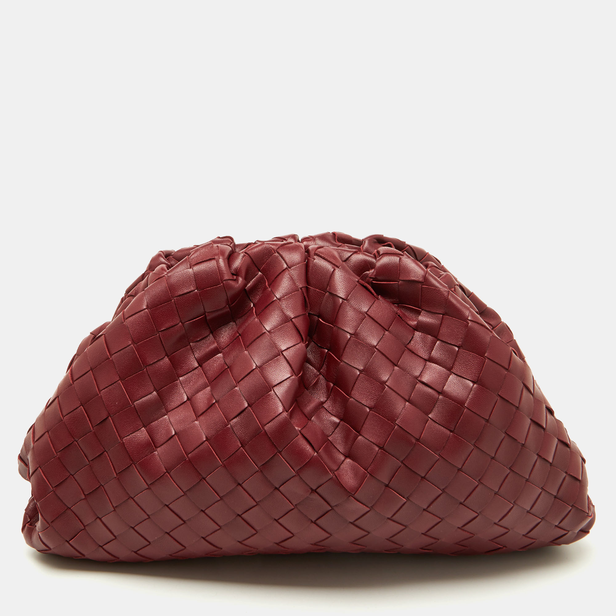 

Bottega Veneta Burgundy Intrecciato Leather Teen Pouch Clutch
