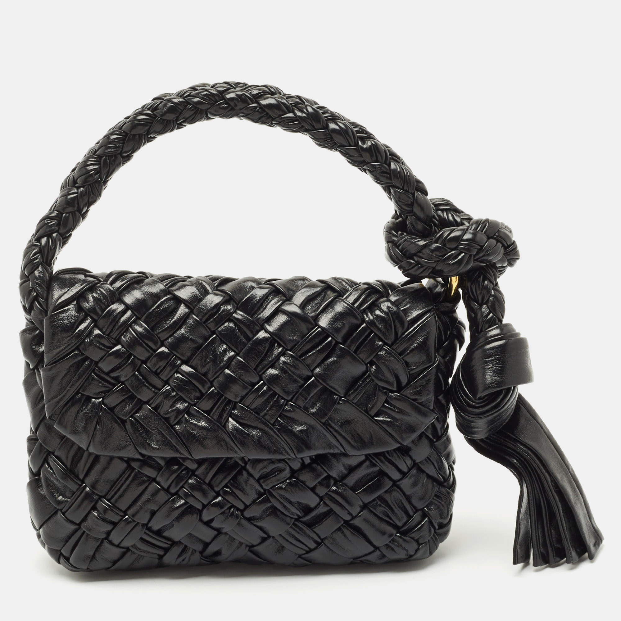 

Bottega Veneta Black Intreccio Leather kalimero Citta Shoulder Bag