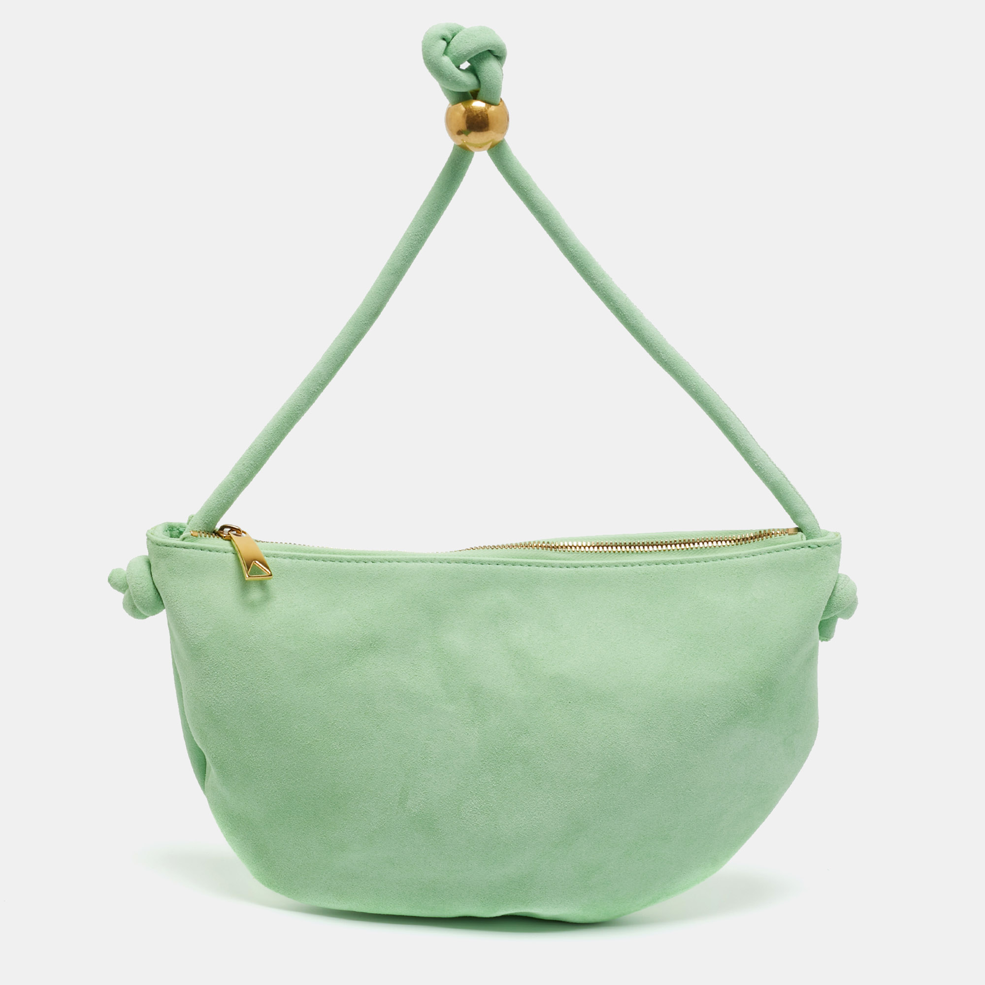 

Bottega Veneta Green Suede Small Turn Pouch