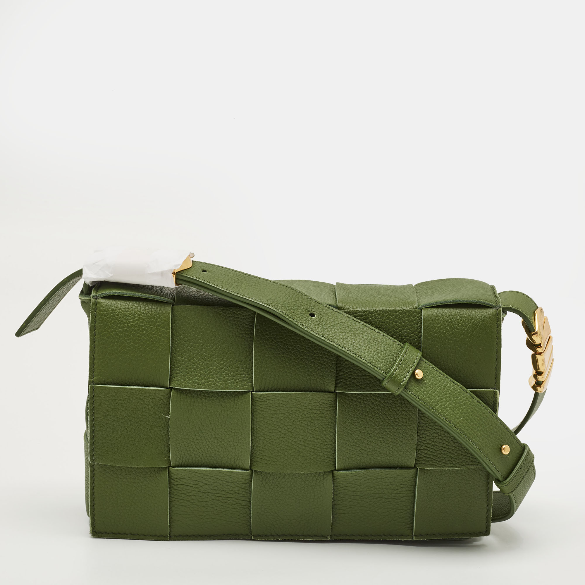 

Bottega Veneta Cassette Medium Green Intrecciato Leather Shoulder Bag