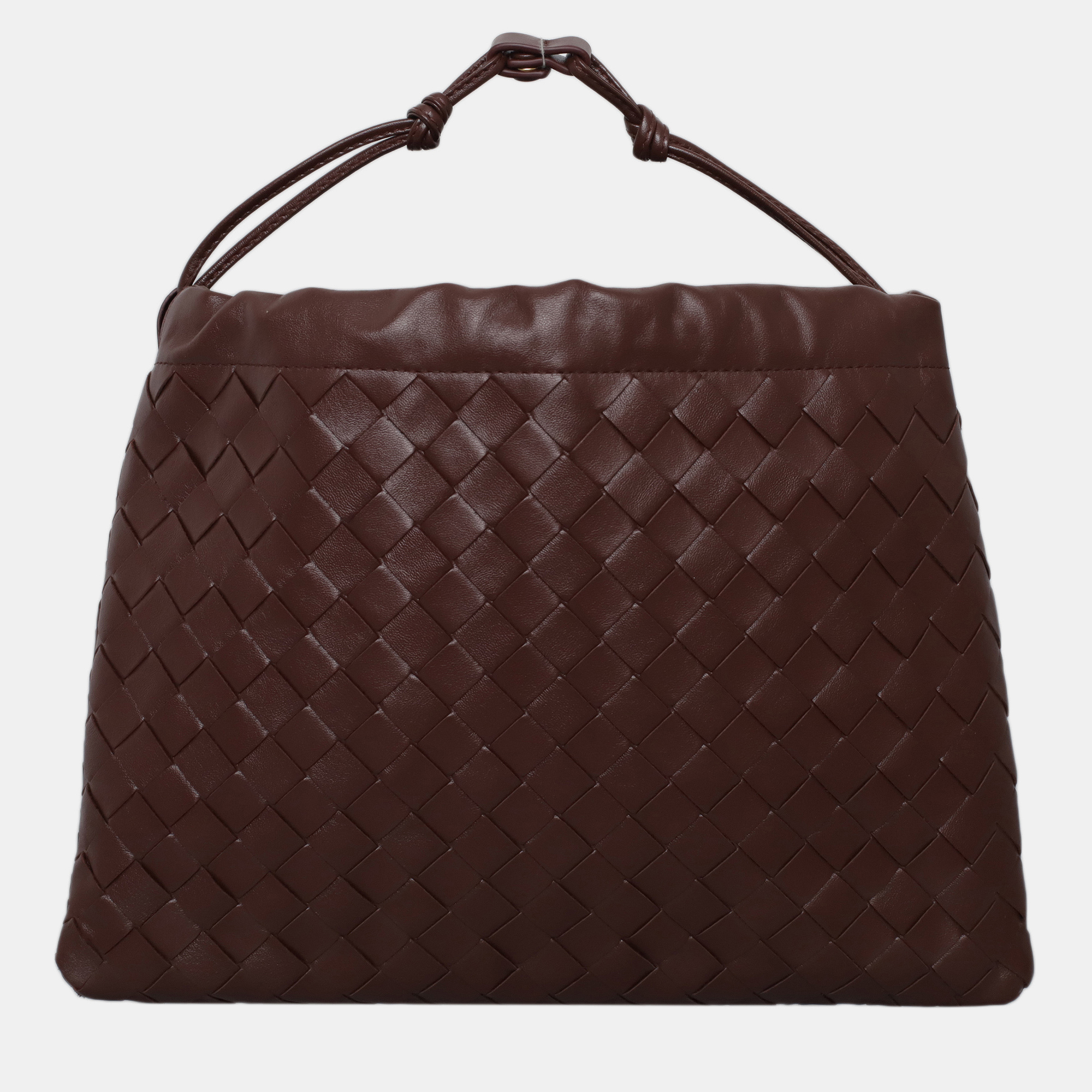 

Bottega Veneta Brown Leather Intrecciato Drawstring Clutch
