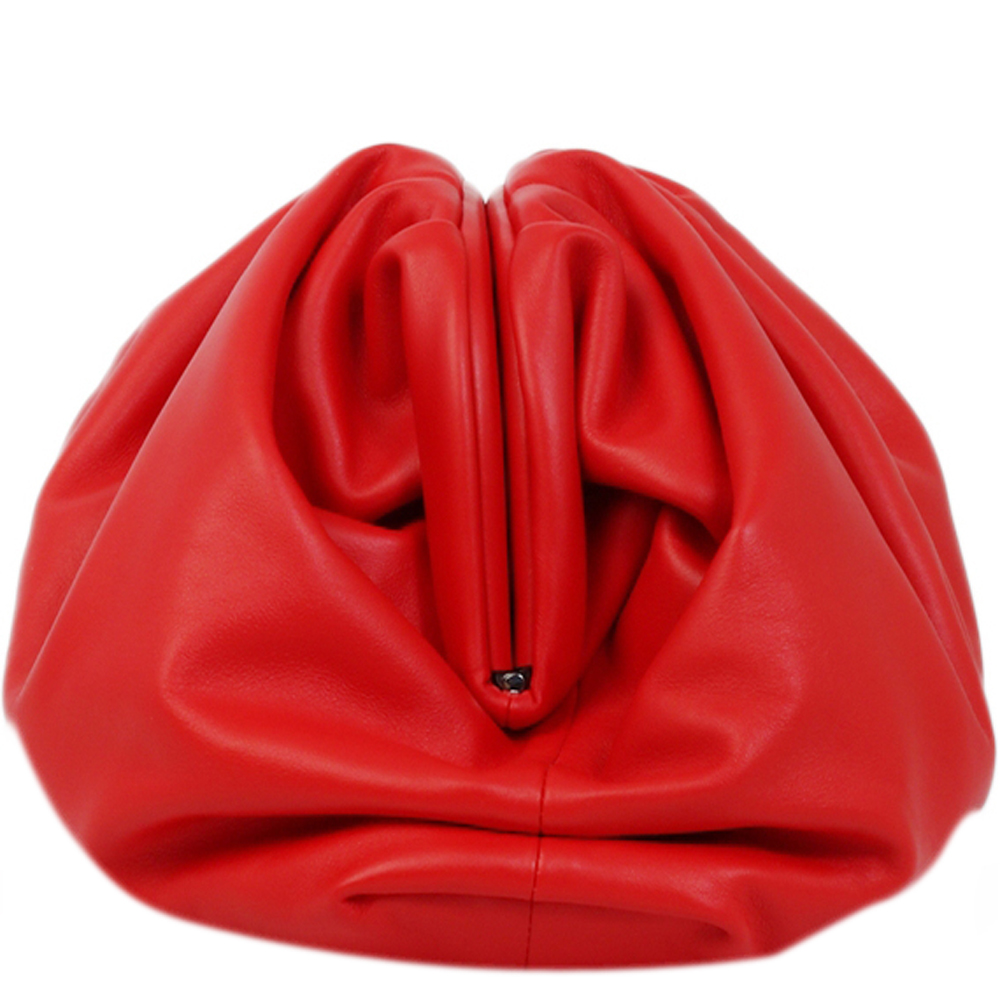 

Bottega Veneta Red Calf Leather The Pouch Clutch Bag