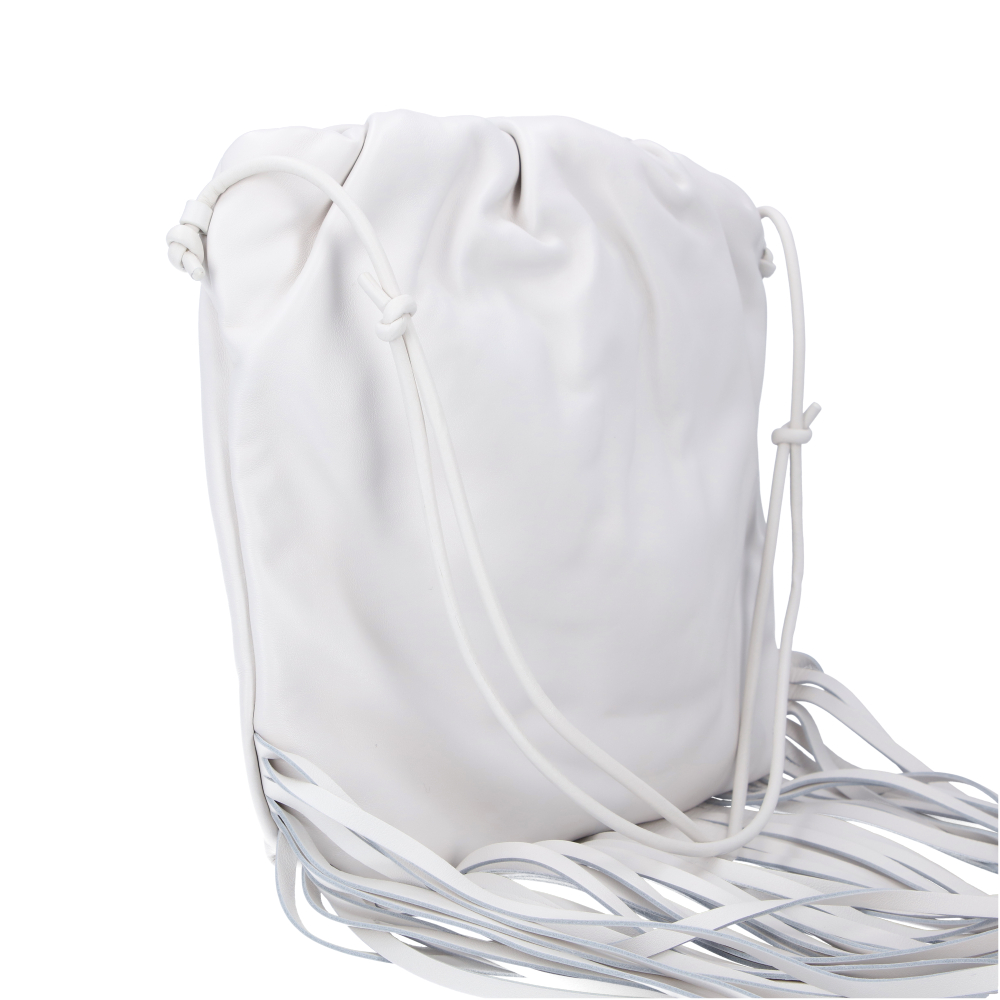 

Bottega Veneta White Leather The Fringe Pouch Shoulder Bag