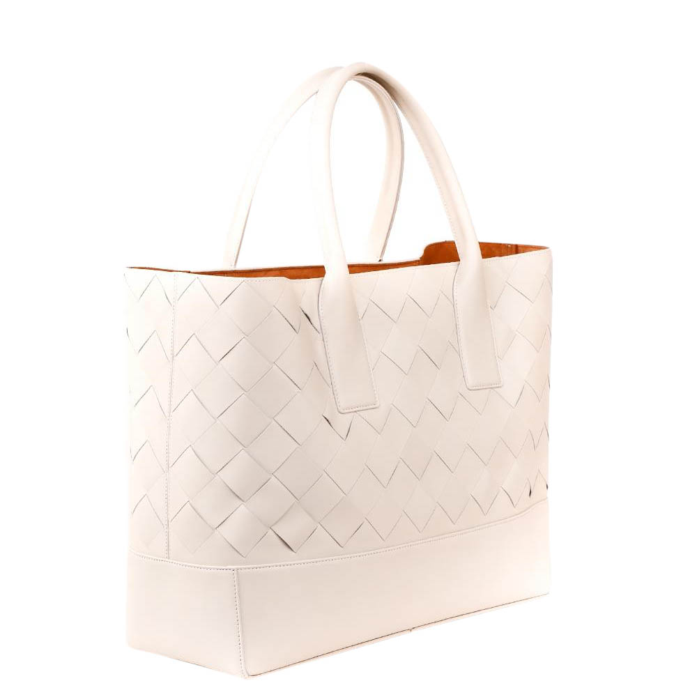 

Bottega Veneta White Intrecciato Leather Tote Bag