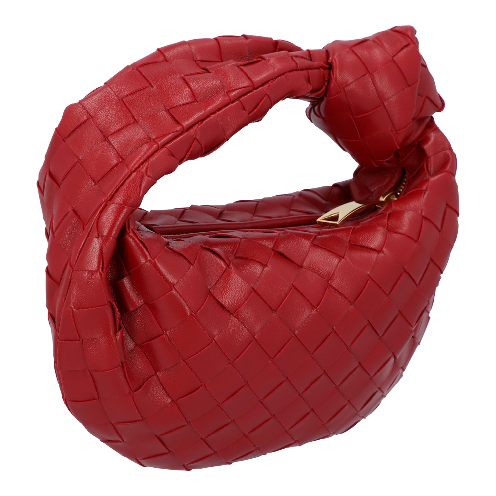 

Bottega Veneta Red Leather Intrecciato Mini Jodie Top Handle Bag