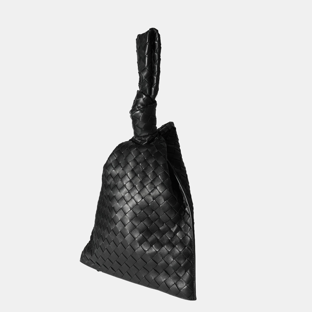 

Bottega Veneta Black Intrecciato Leather BV Twist Clutch Bag