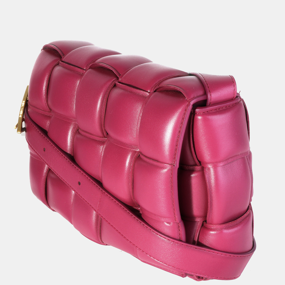 

Bottega Veneta Pink Intrecciato Lambskin Leather Maxi Padded Cassette Shoulder Bag