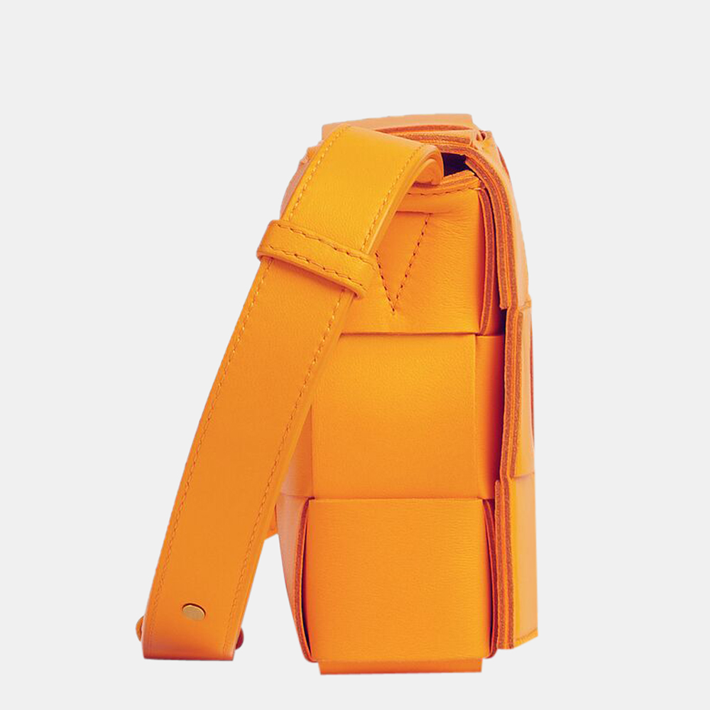 

Bottega Veneta Tangerine Intreccio Leather Cassette Crossbody bag, Orange