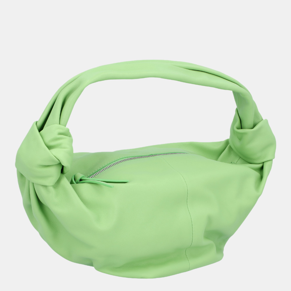 

Bottega Veneta Light Green Leather Double Knot Clutch