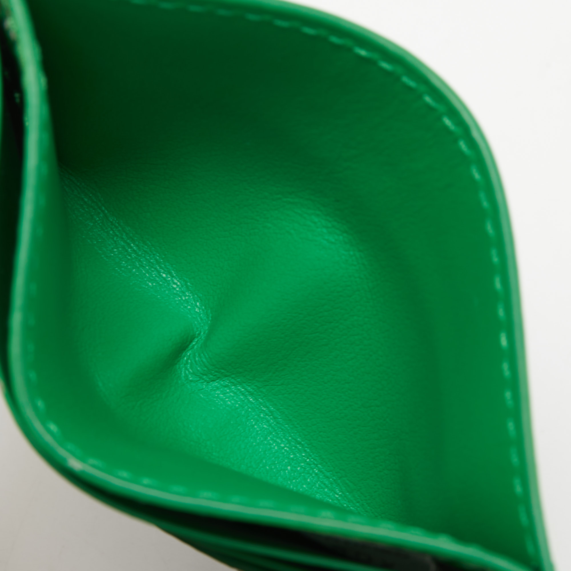 

Bottega Veneta Metallic Green Leather Card Holder