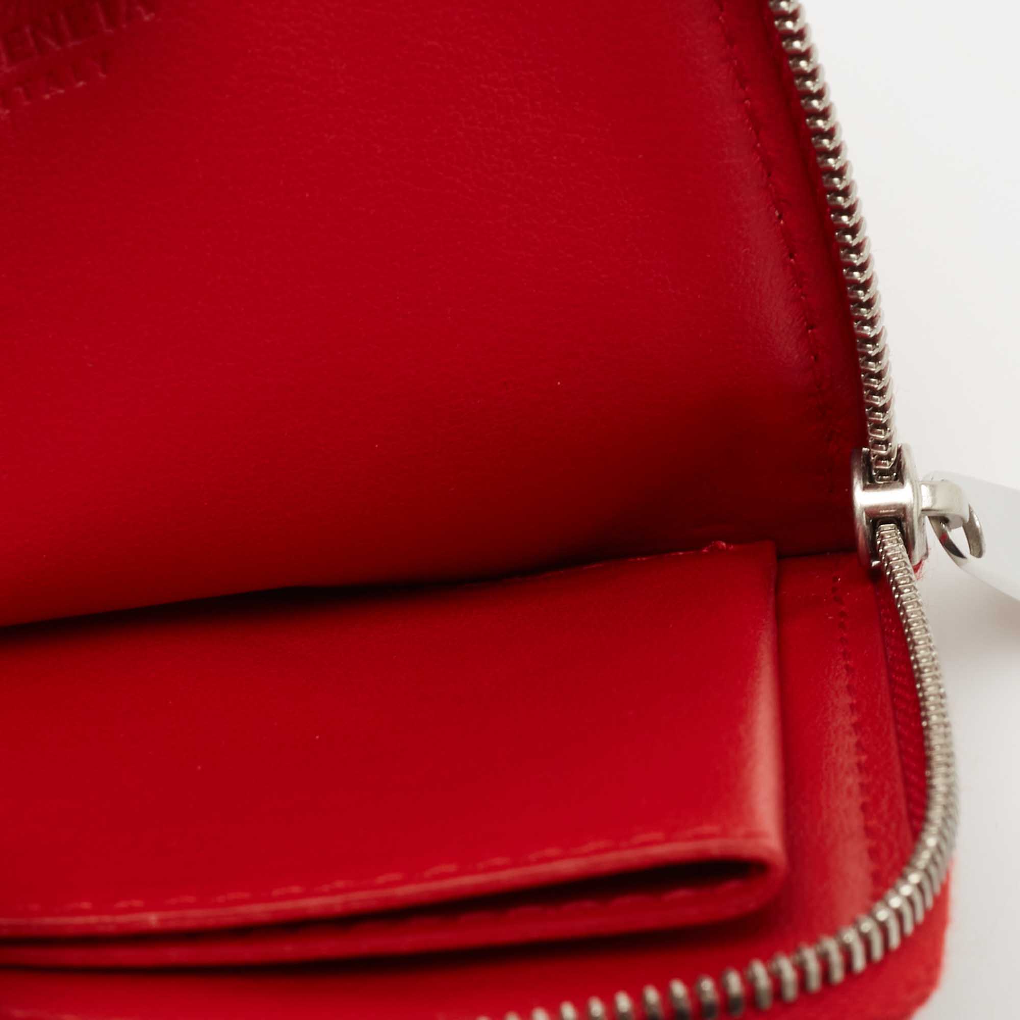 

Bottega Veneta Red Intrecciato Leather Half Zip Wallet