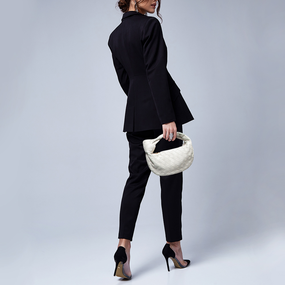 

Bottega Veneta White Intrecciato Leather Mini Jodie Hobo