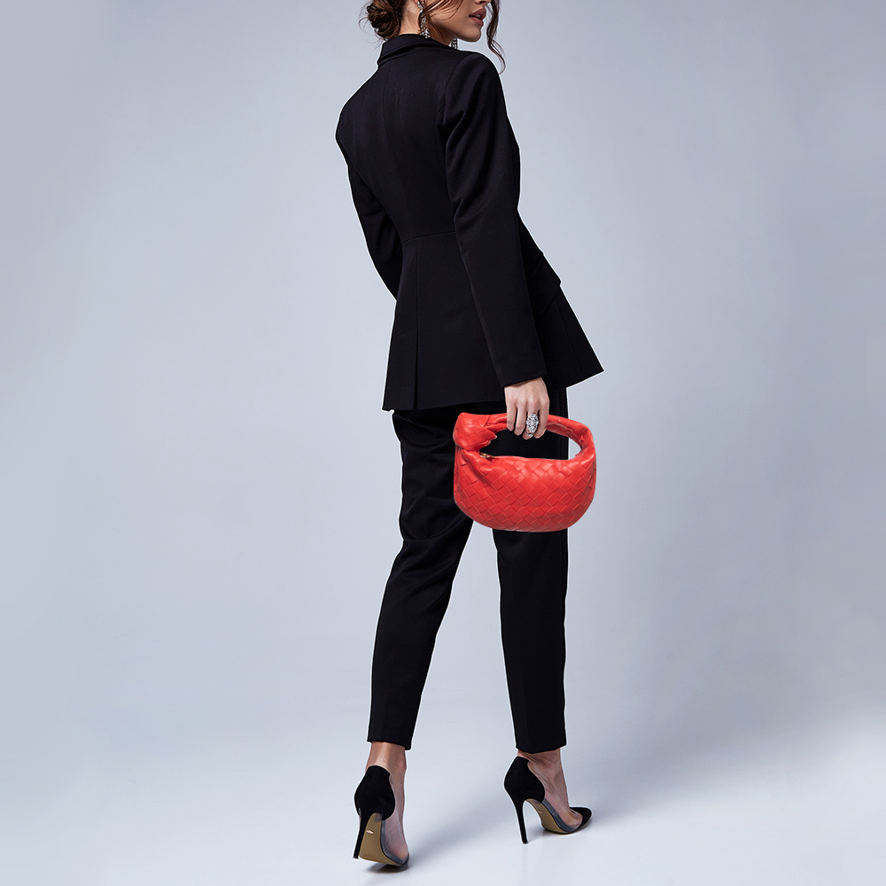

Bottega Veneta Red Intrecciato Leather Mini Jodie Hobo