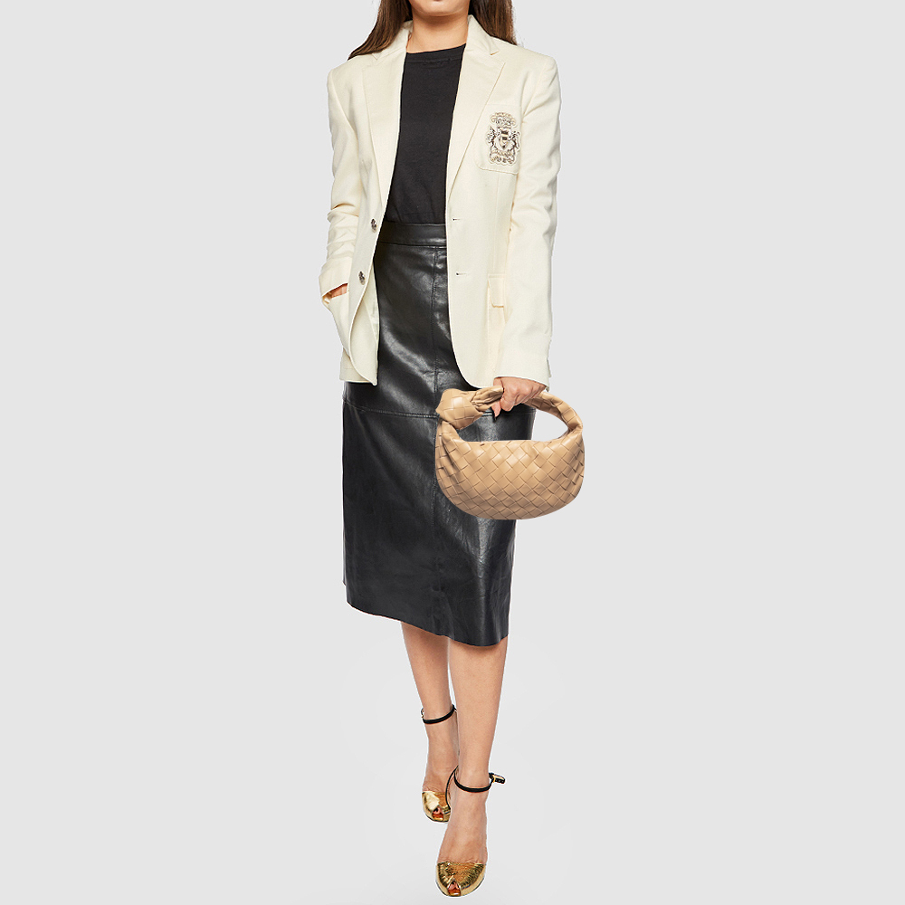 

Bottega Veneta Beige Intrecciato Leather Mini Jodie Hobo