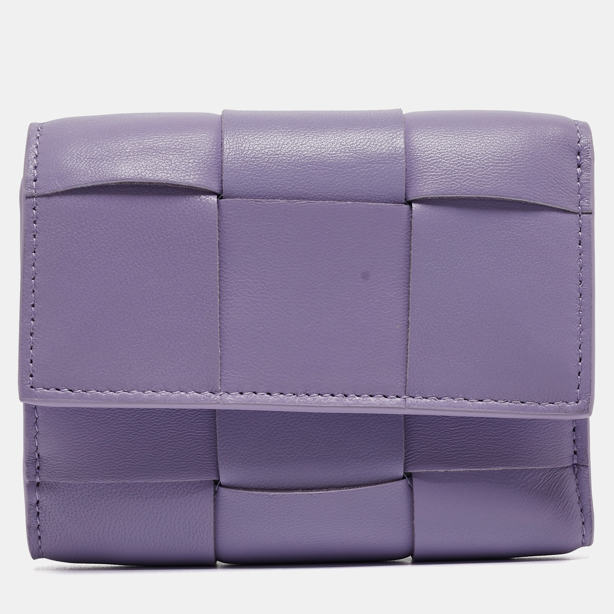 Pre-owned Bottega Veneta Lilac Intrecciato Leather Cassette Trifold Wallet In Purple