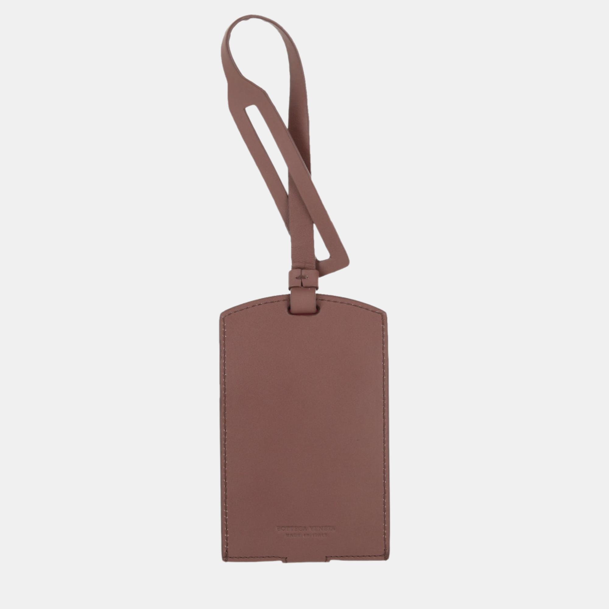 

Bottega Veneta Rose Leather Luggage Tag, Brown