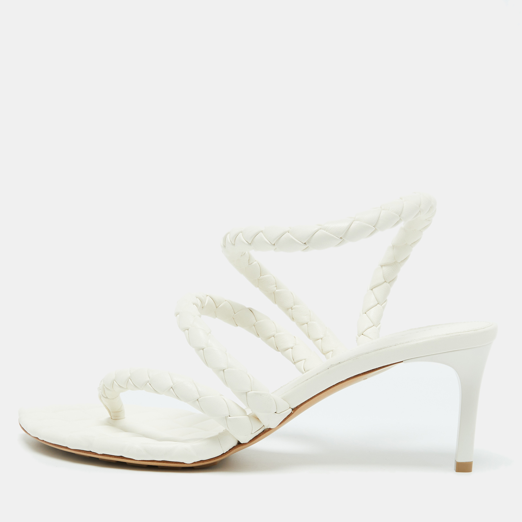 

Bottega Veneta White Leather Leaf Sandals Size