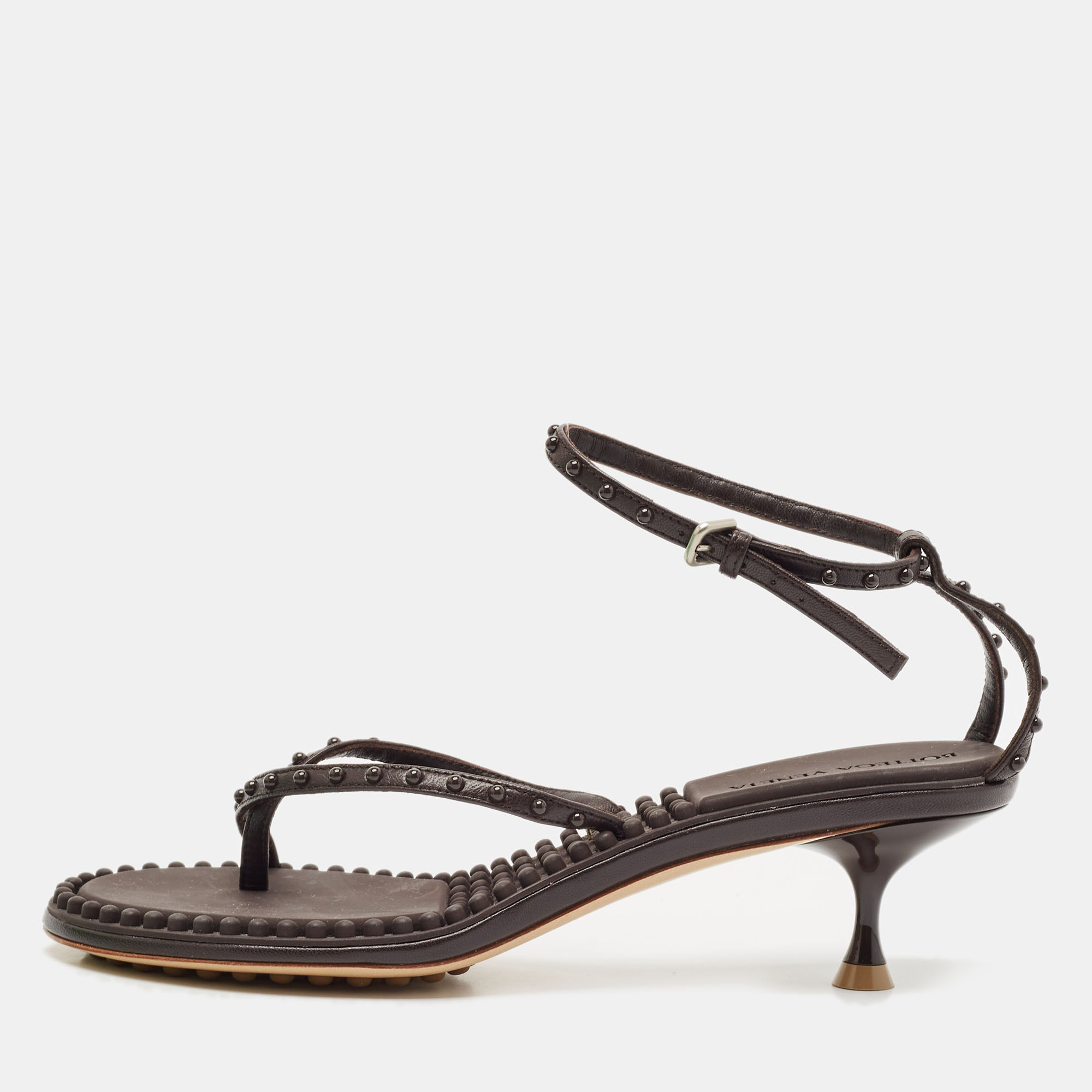 

Bottega Veneta Brown Leather Lagoon Bubble Sandals Size