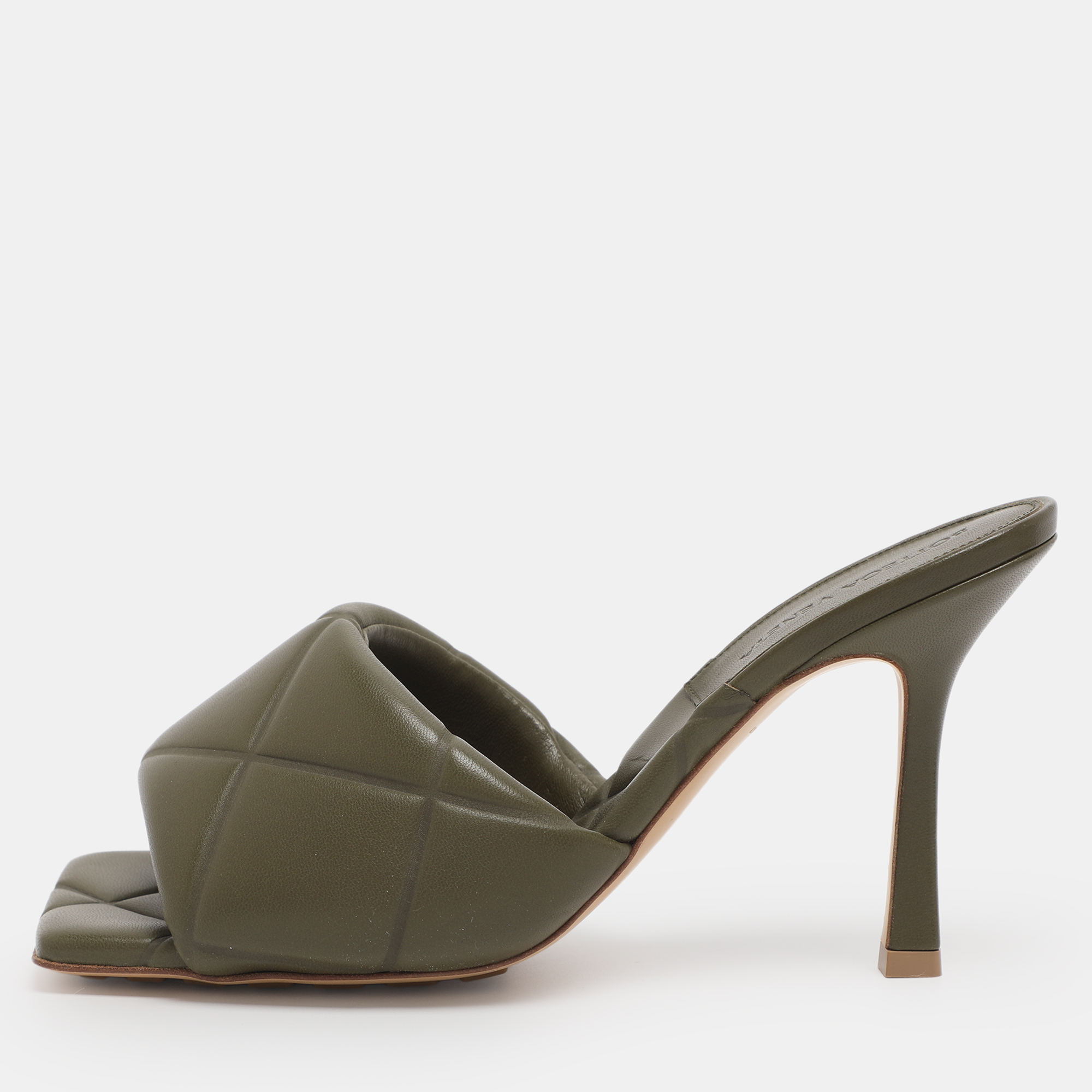 

Bottega Veneta Olive Green Leather Lido Slide Sandals Size