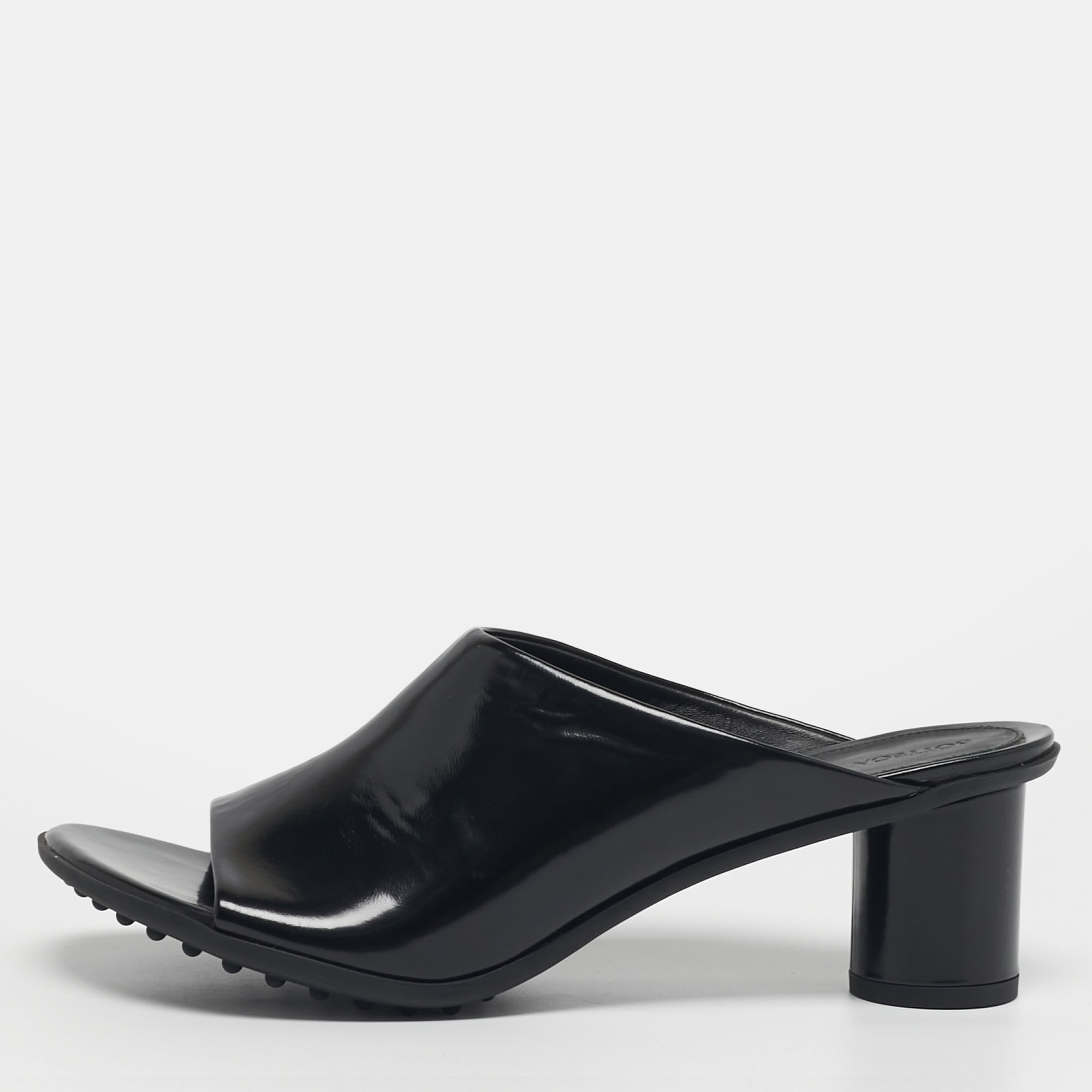 

Bottega Veneta Atomic Size  Black Leather Slide Sandals