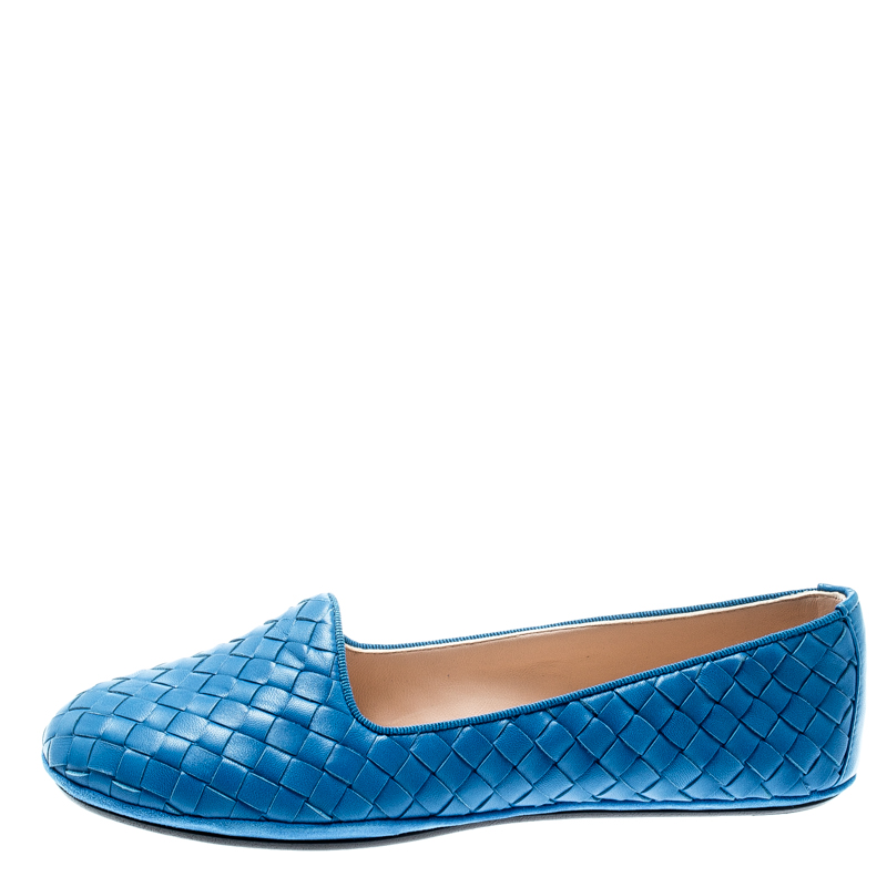 

Bottega Veneta Blue Intrecciato Leather Ballet Flats Size
