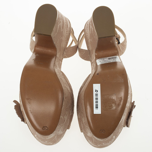 Bottega Veneta Butterfly-Embossed Ankle Wrap Platform Wedge Sandals ...