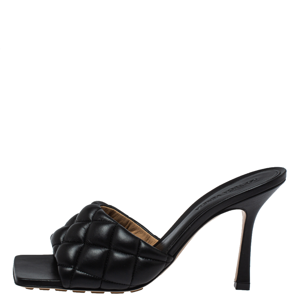 

Bottega Veneta Black Padded Leather Slide Sandals Size
