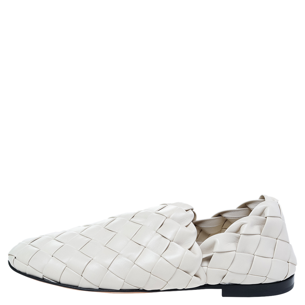 

Bottega Veneta Cream Intrecciato Leather Smoking Slippers Size