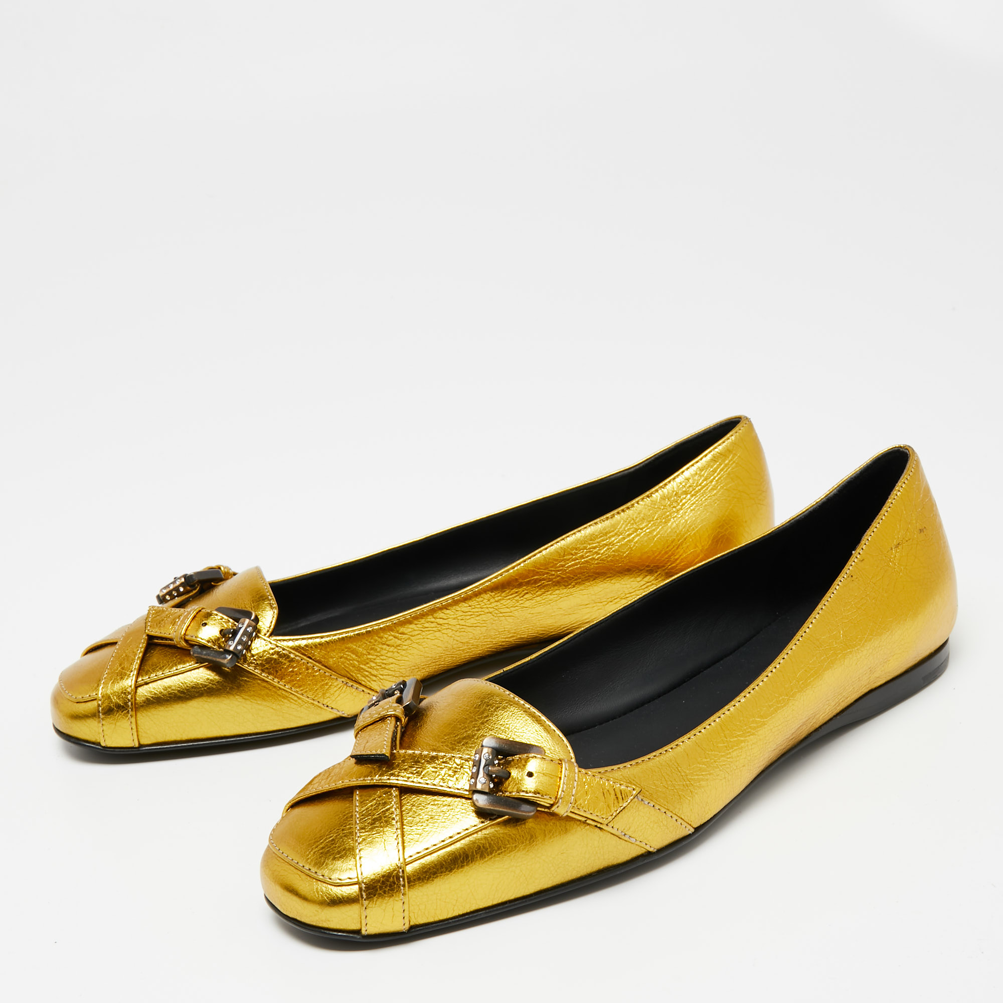 

Bottega Veneta Gold Leather Ballet Flats Size