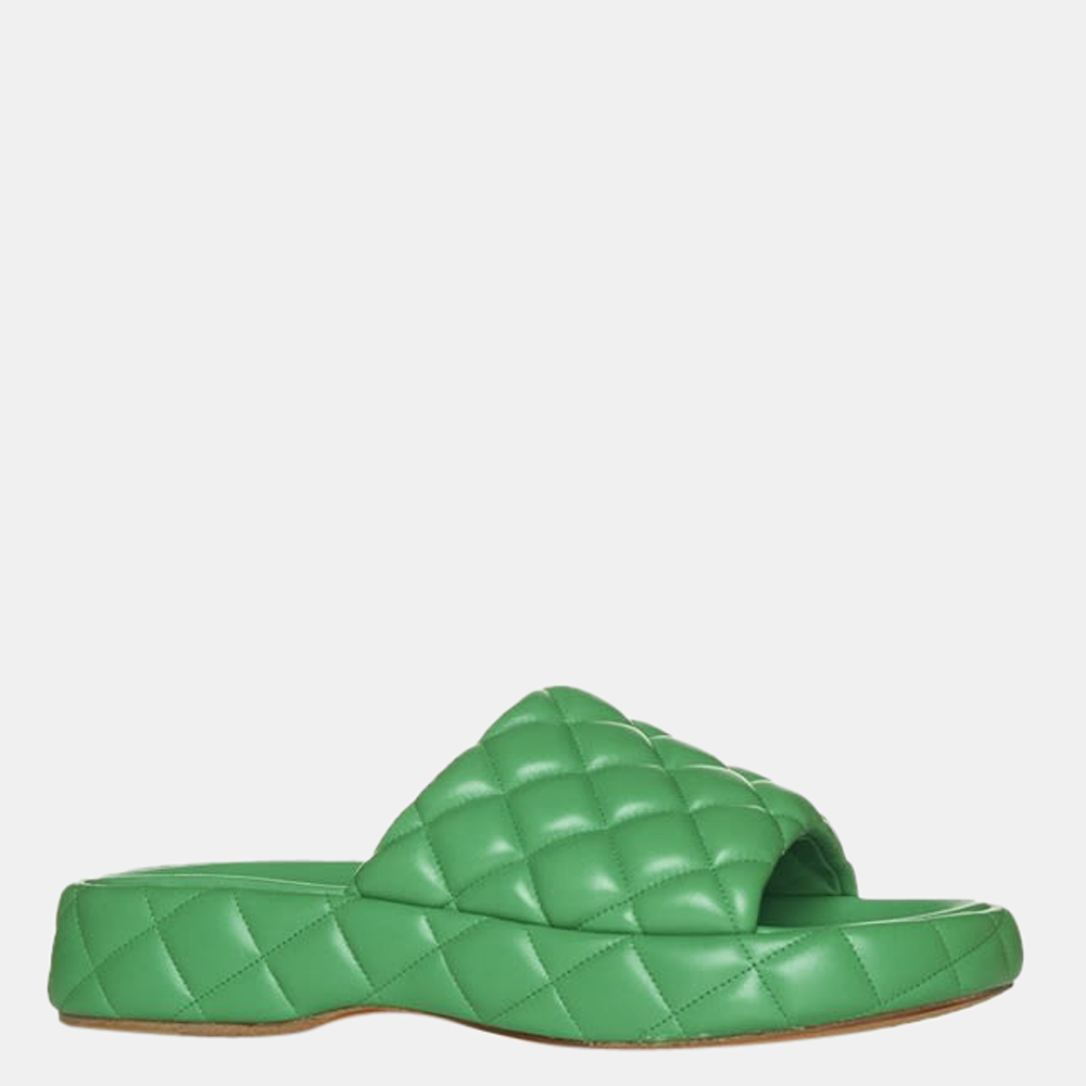 

Bottega Veneta Green Padded Leather Parakeet Sandal Size EU