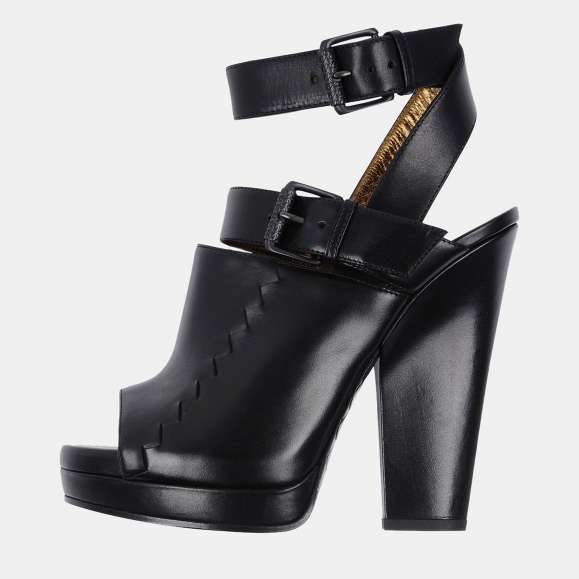 

Bottega Veneta Leather Platform Sandals Size, Black