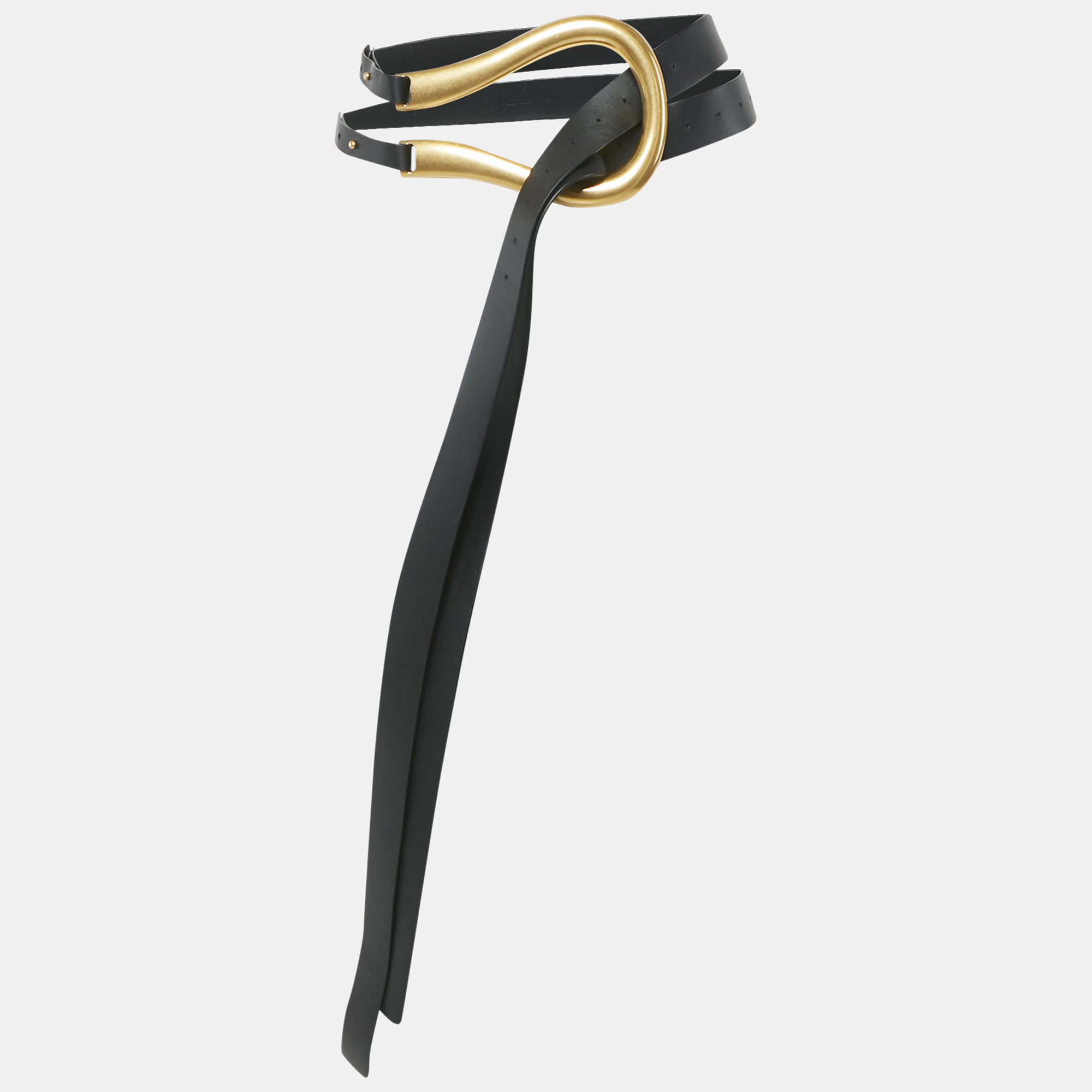

Bottega Veneta Black Leather Horseshoe Buckle Belt
