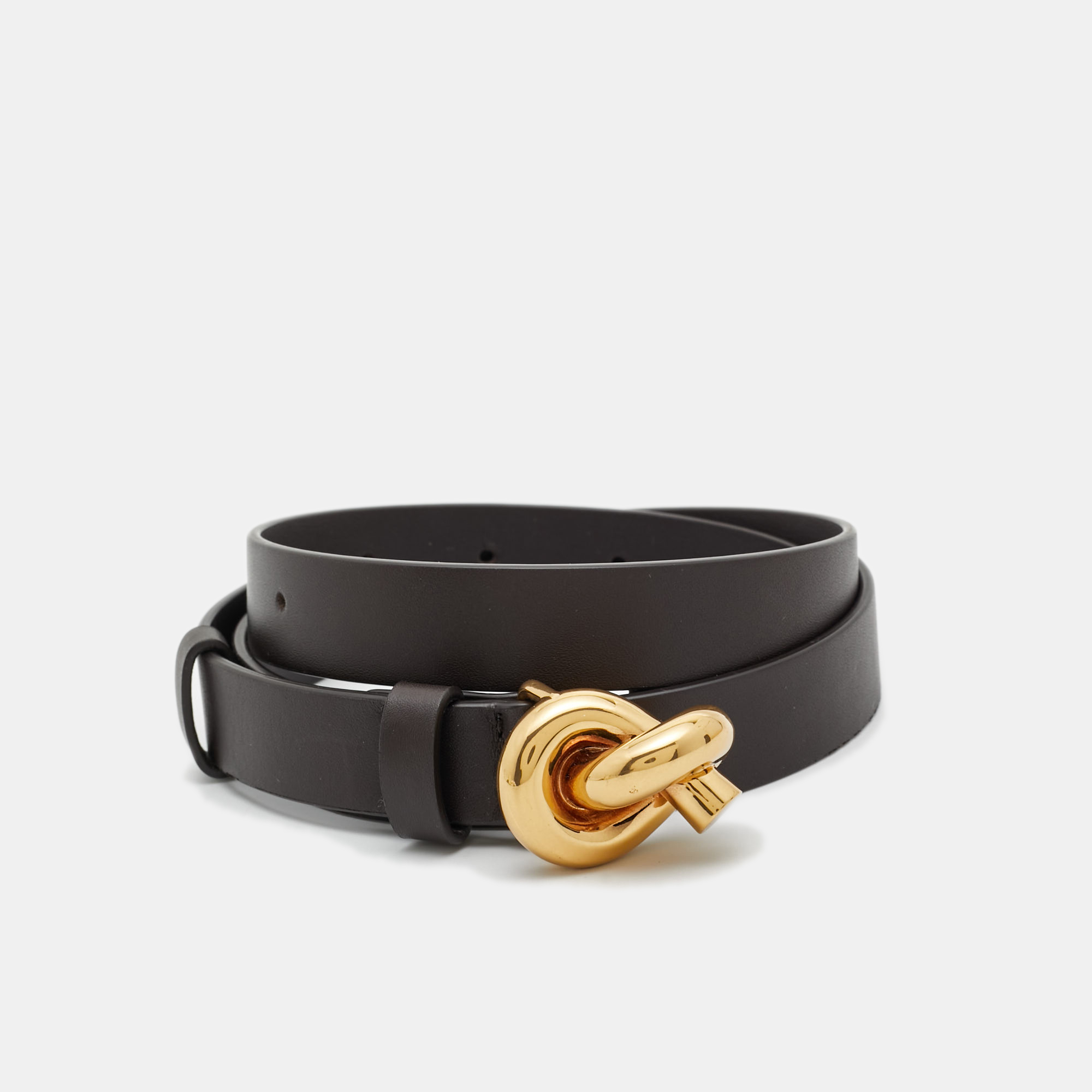 

Bottega Veneta Brown Leather Knot Buckle Belt