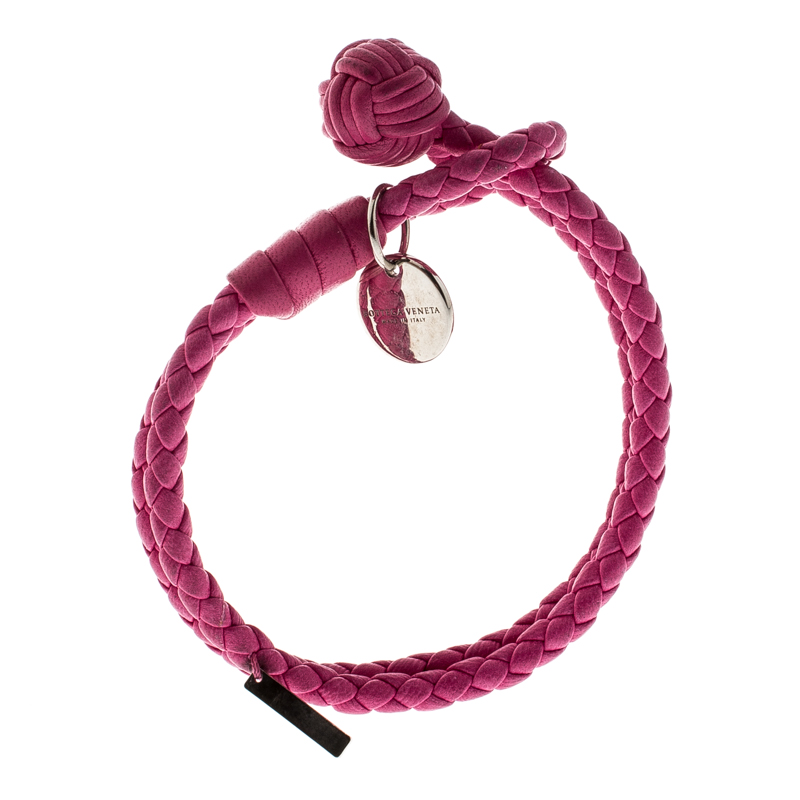 

Bottega Veneta Pink Intrecciato Nappa Leather Double Strand Bracelet