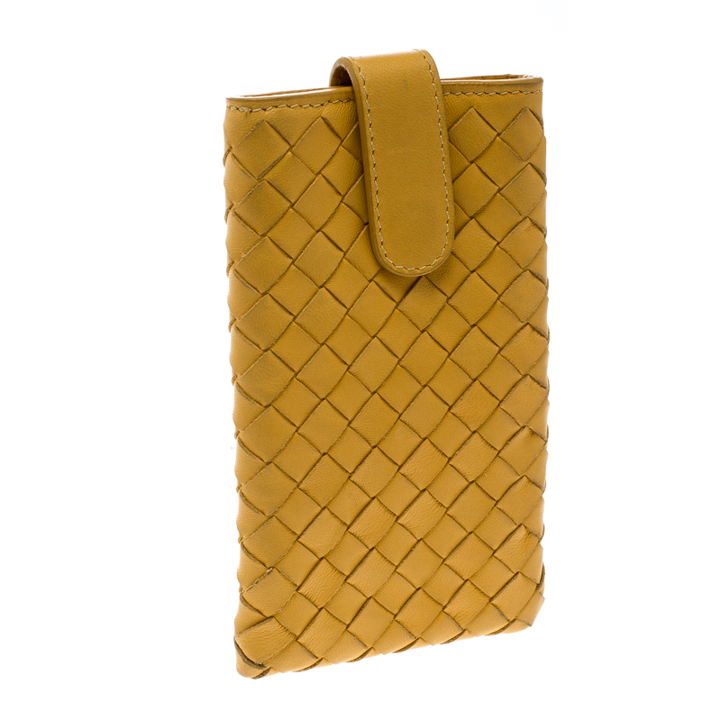 

Bottega Veneta Yellow Intrecciato Leather Phone Case