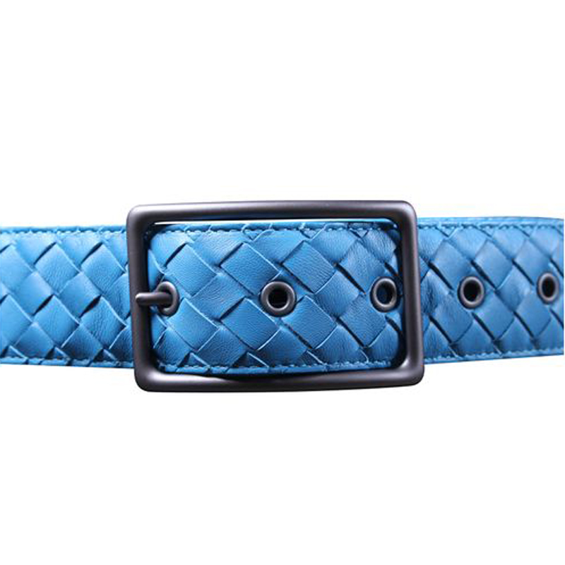 

Bottega Veneta Blue Intrecciato Leather Belt