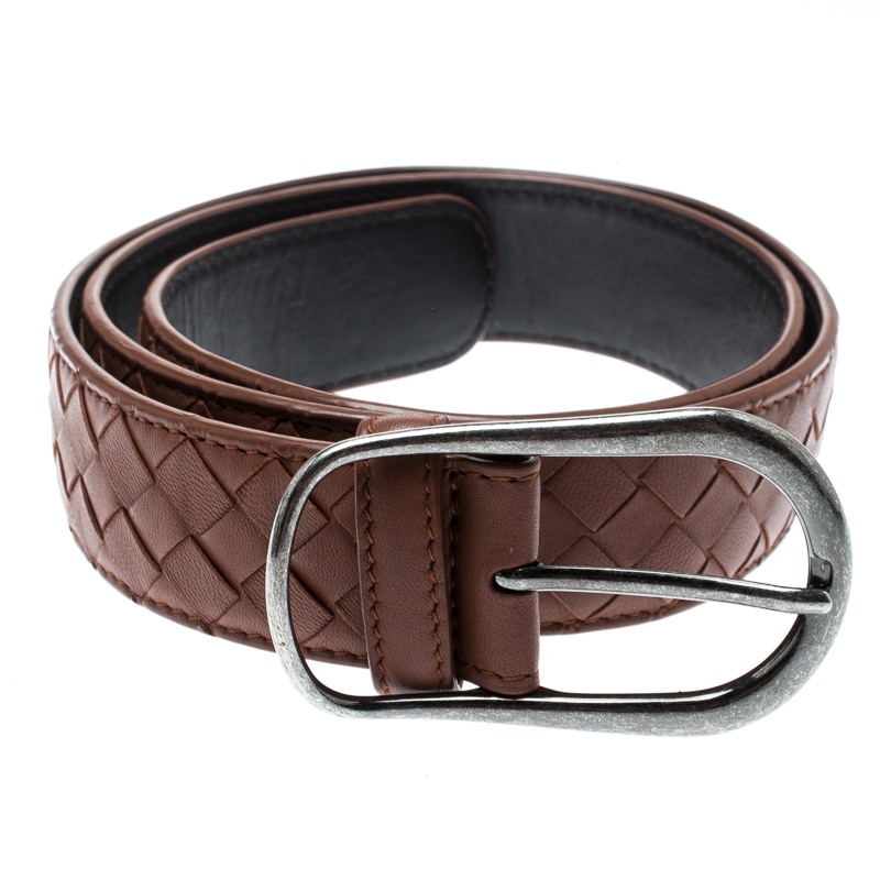 

Bottega Veneta Brown Intrecciato Leather Belt