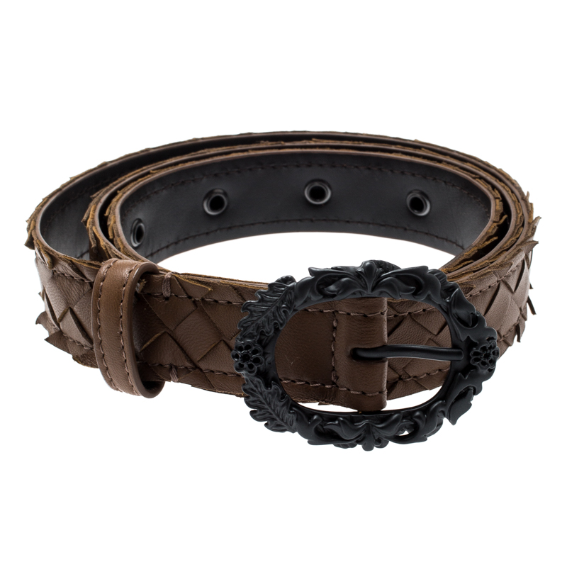 

Bottega Veneta Brown Intrecciato Leather Belt