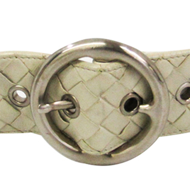 

Bottega Veneta Off White Intrecciato Leather Belt
