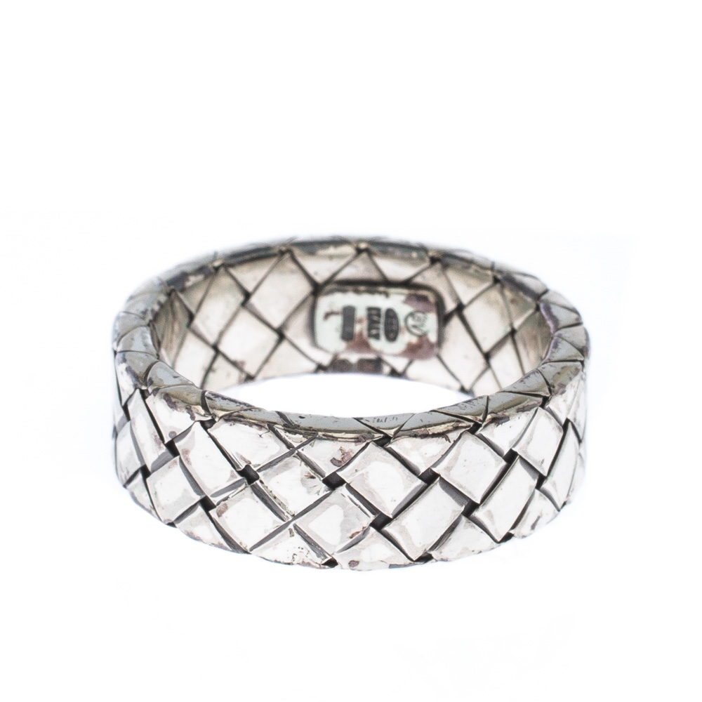 

Bottega Veneta Intrecciato Woven Silver Band Ring Size