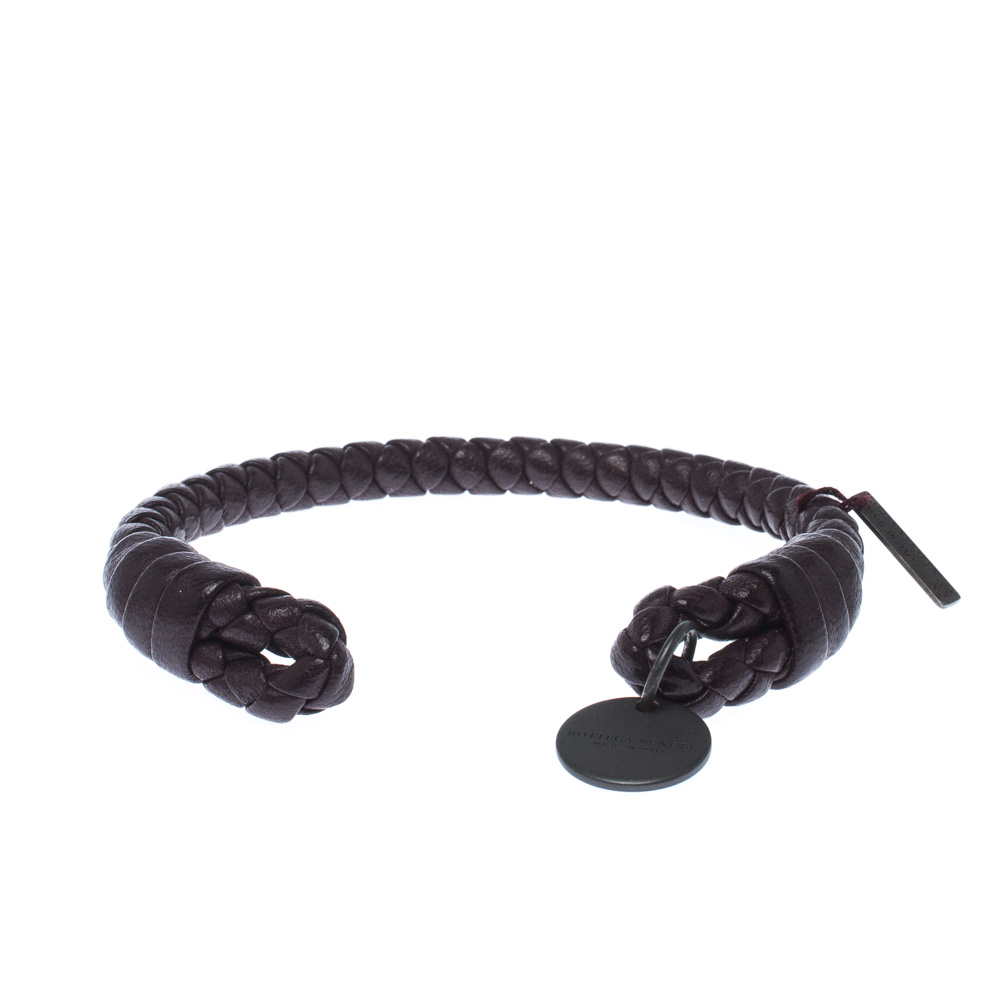 Pre Owned سوار بوتيغا فينيتا جلد نابا أنترشياتو مفتوح بني S