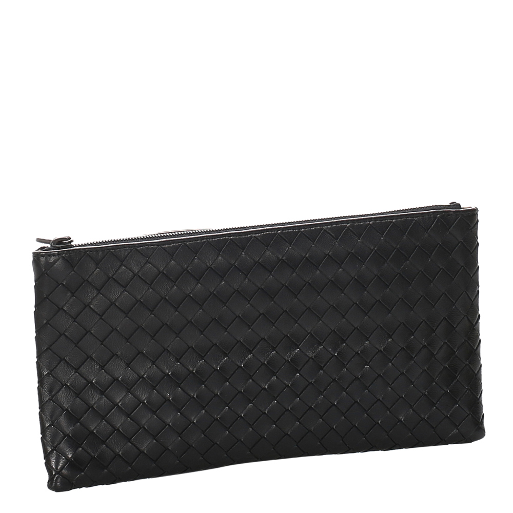 

Bottega Veneta Black Intrecciato Leather Zip Pouch