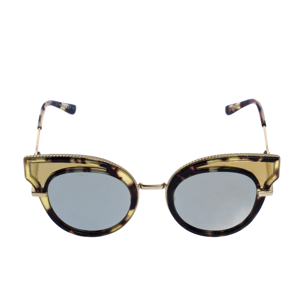 

Bottega Veneta Havana/ Gold Mirrored BV0094S Cat Eye Sunglasses