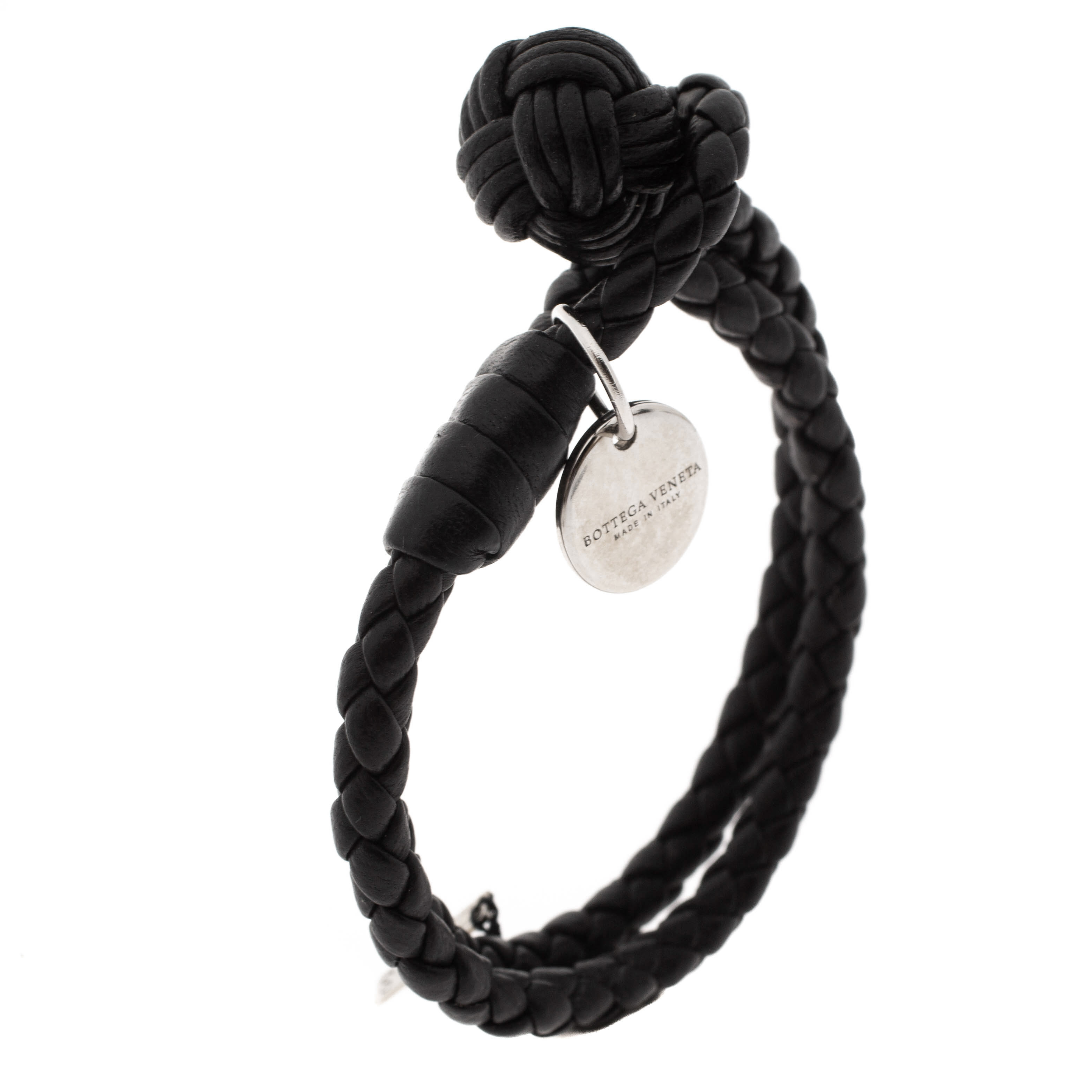 

Bottega Veneta Black Intrecciato Nappa Leather Double Strand Bracelet