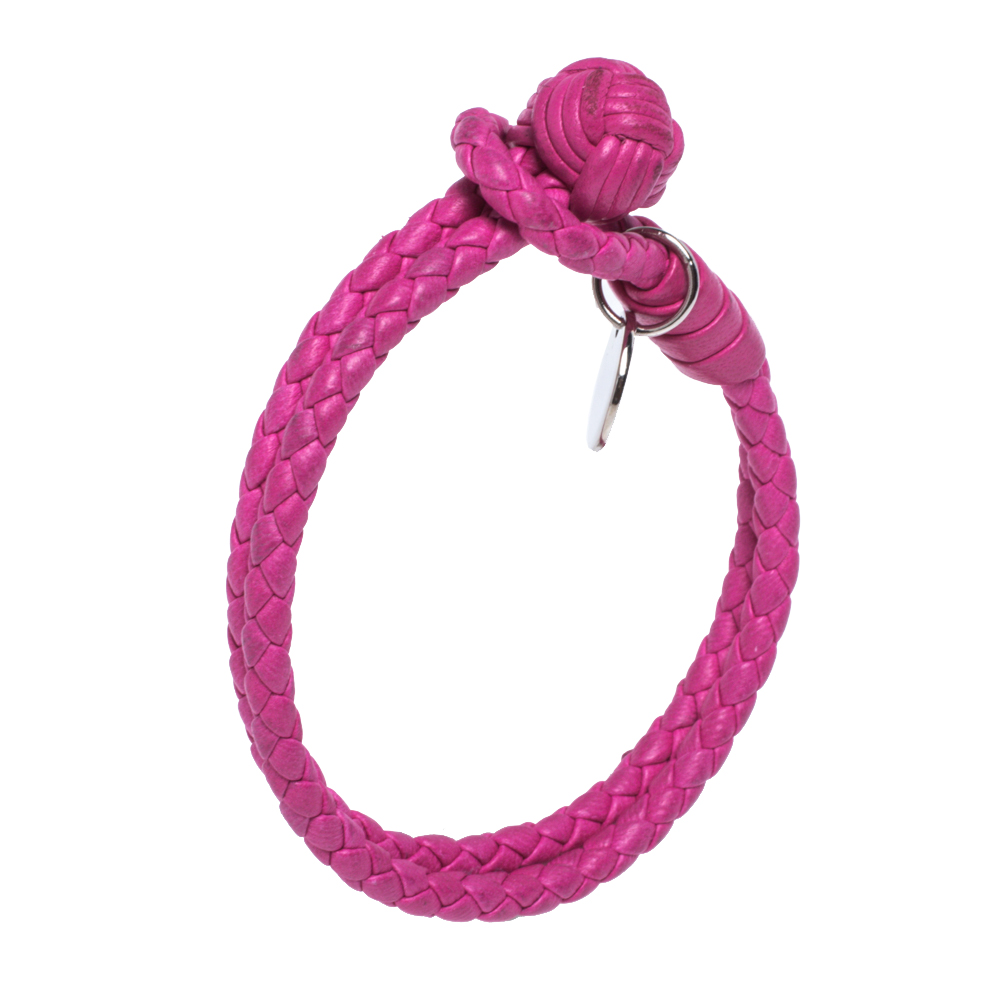 

Bottega Veneta Intrecciato Nappa Fuchsia Leather Double Strand Bracelet, Pink