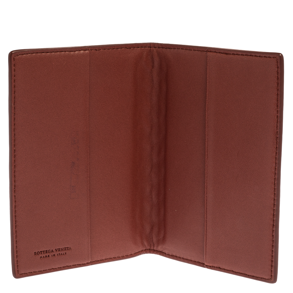 

Bottega Veneta Copper Intrecciato Leather Passport Holder, Brown